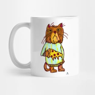 Grumpy Pizza Pet Funny Cat Art Design Mug